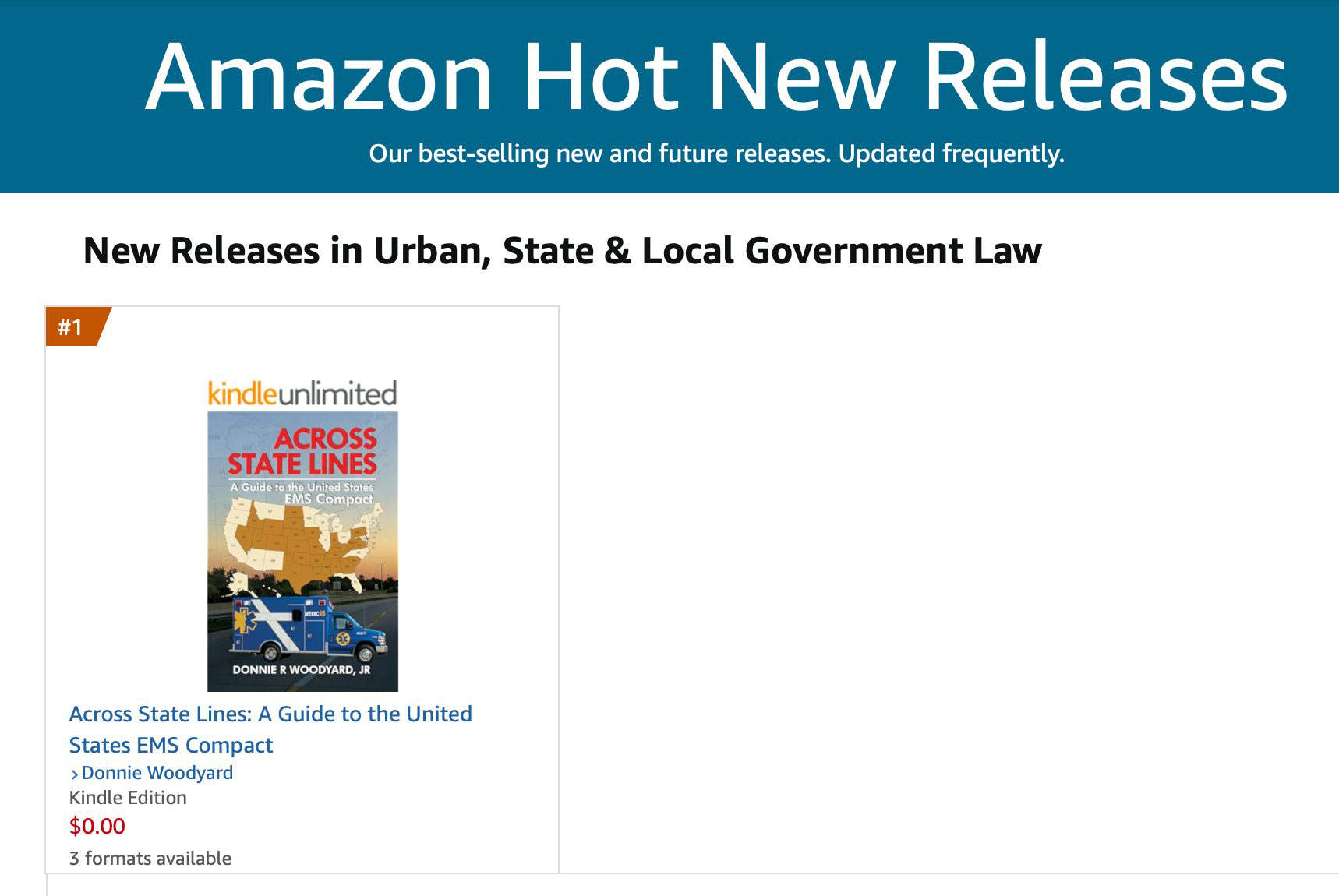 Across State Lines ranked #1 in Amazon's New Releases in Urban, State and Local Government Law