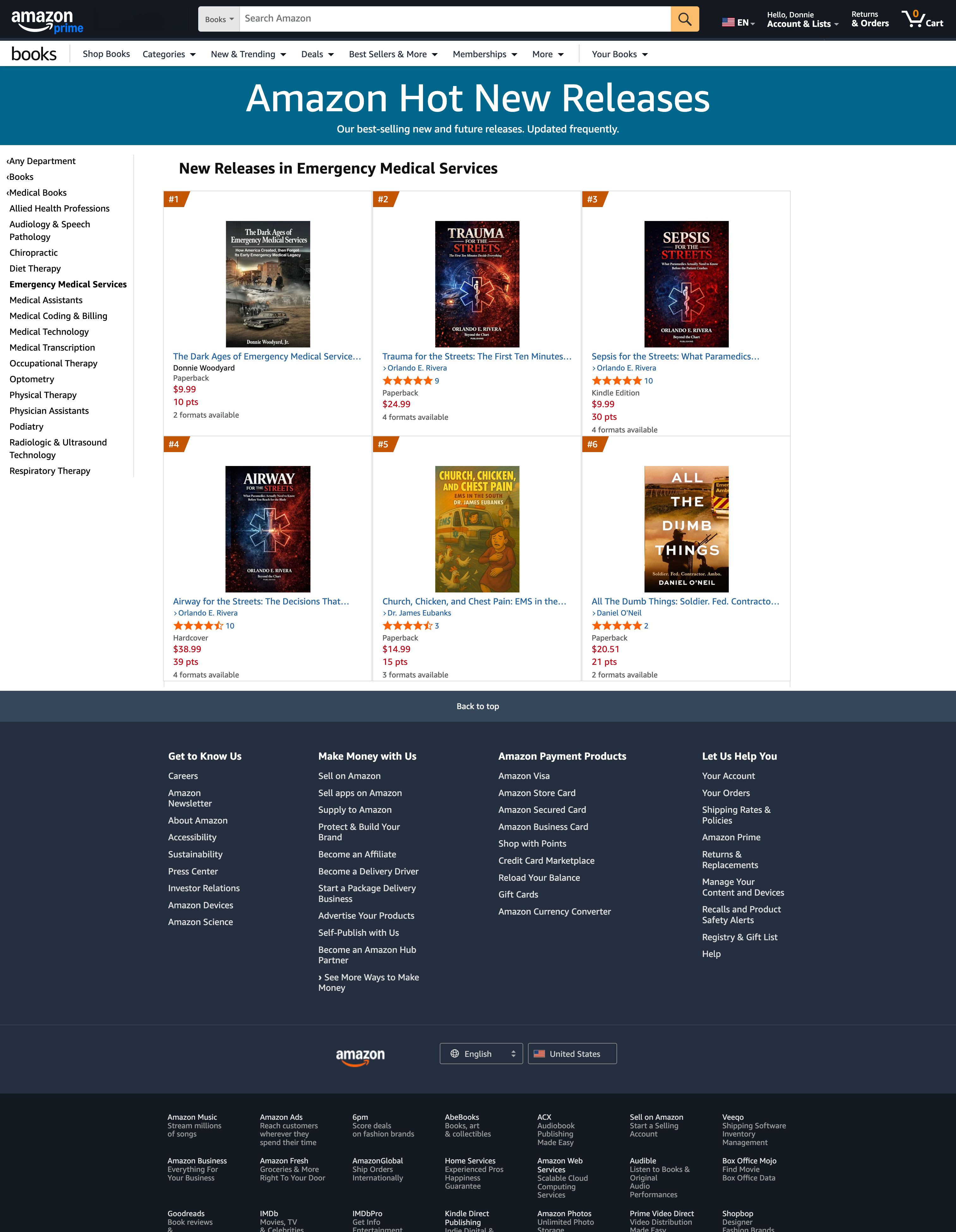 The Dark Ages of EMS ranked #1 in Amazon's New Releases in Emergency Medical Services