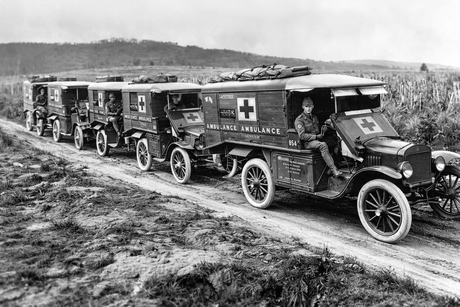 American Field Service ambulance drivers in Alsace, 1917